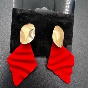 Red and Gold Statement Earrings